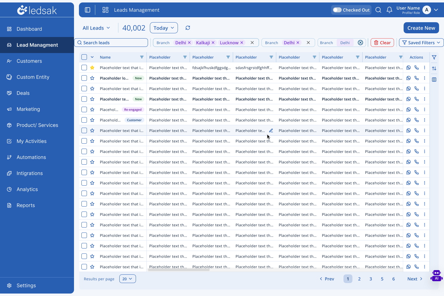 Redesigned Leads workspace