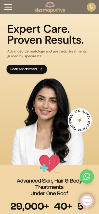 Dermapuritys: mobile homepage