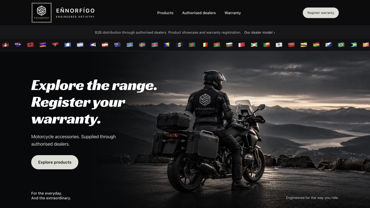 Ennorfigo: desktop homepage