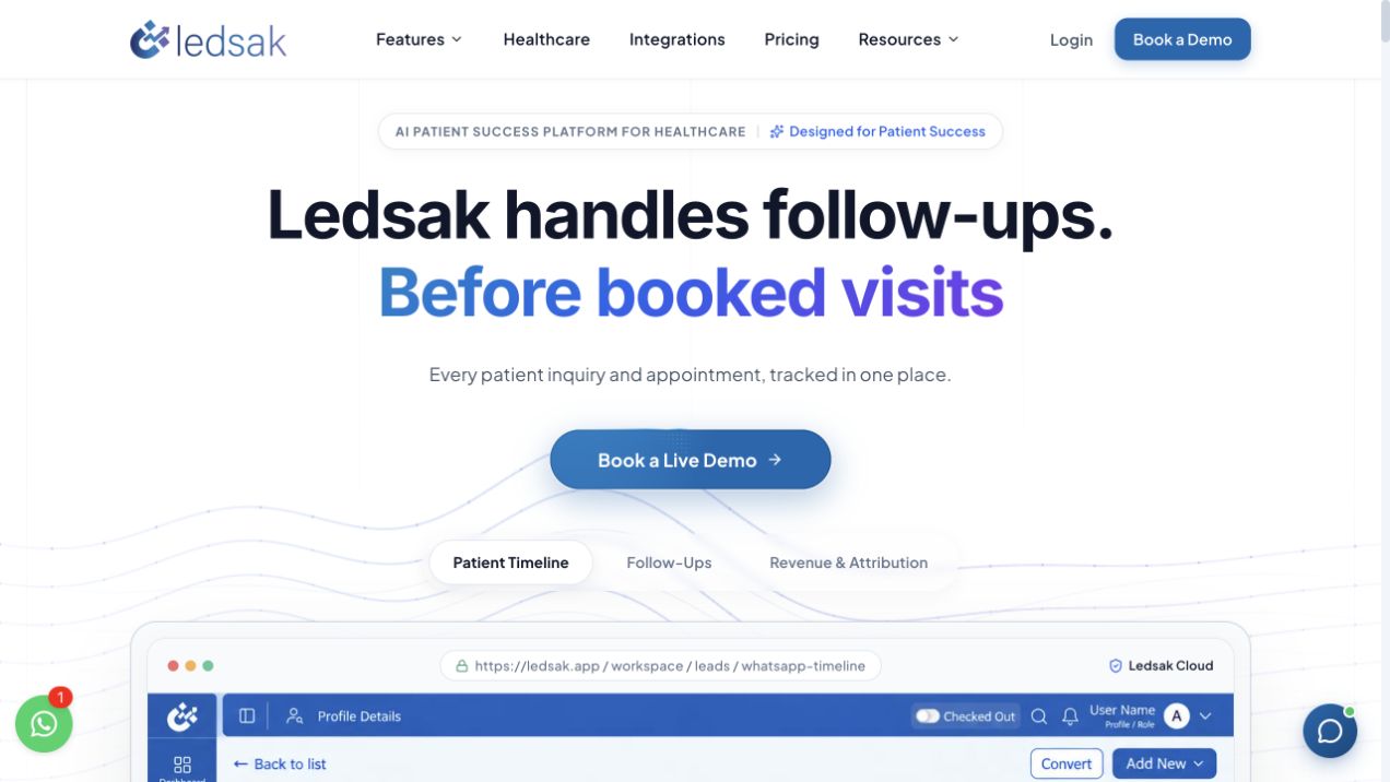Ledsak: desktop homepage
