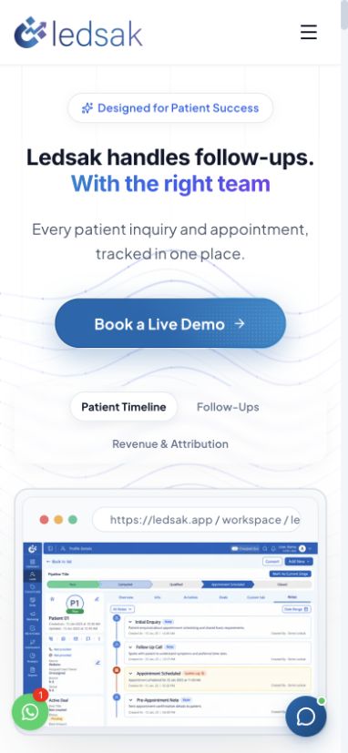 Ledsak: mobile homepage