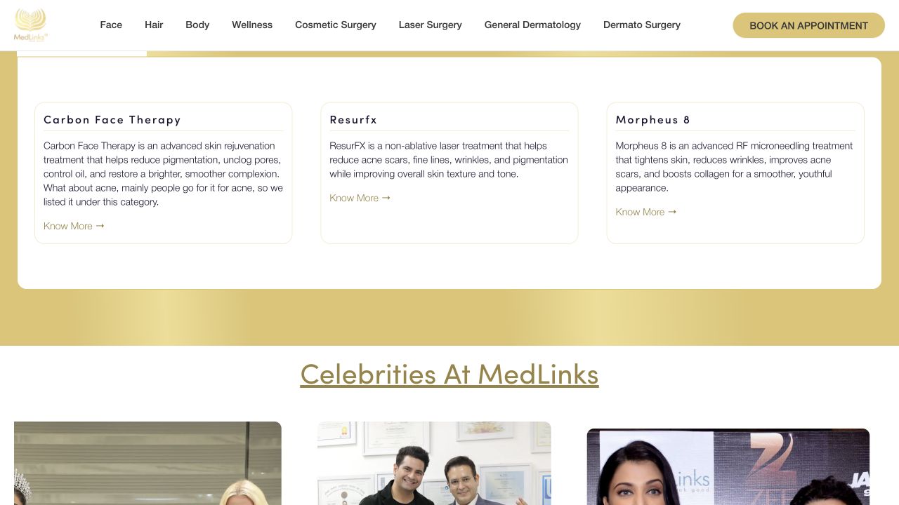 Medlinks Aesthetics: treatment content